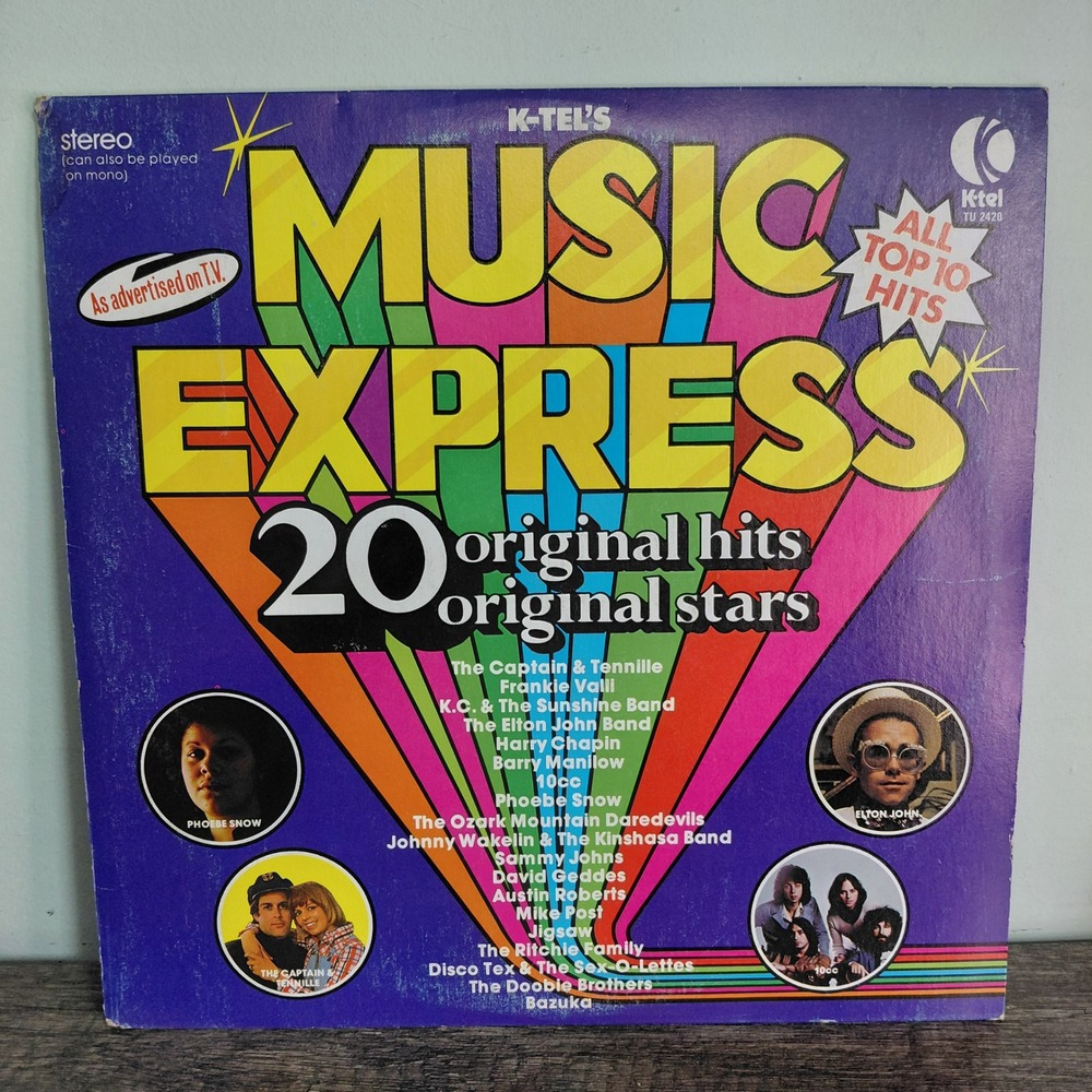 K-Tel Music Express 20 Original Hits Vinyl LP Elton John 10cc 1975 TU 2420
